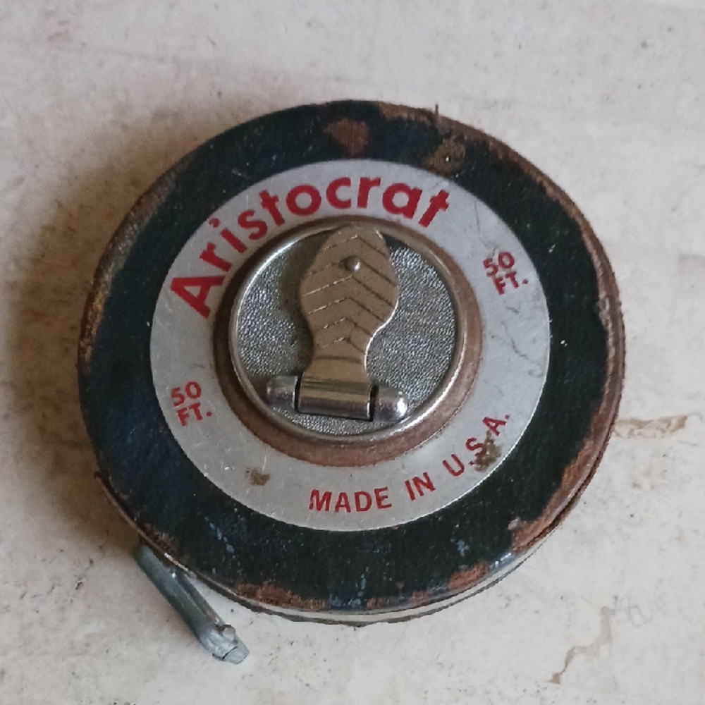 Vintage-- "old" 1950's Metal Tape Measure W/ turn crank..50ft.,collectable..